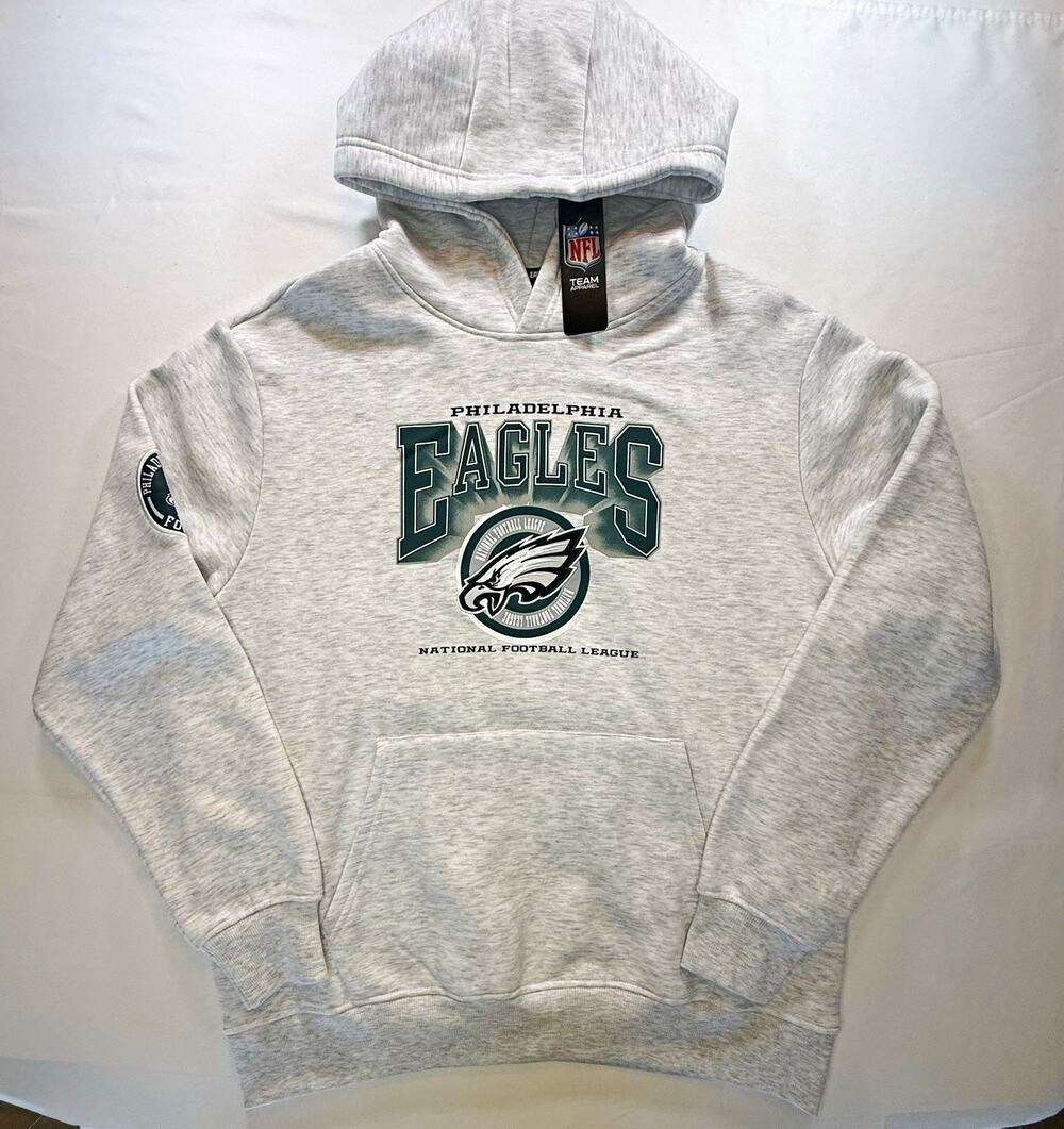 Official NFL Philadelphia Eagles NFL Gray Pullover Hoodie Sweatshirt Size L